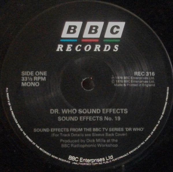 BBC Radiophonic Workshop ‎– BBC Sound Effects No. 19 - Doctor Who Sound Effects - Vinyl LP, Reissue, Mono, black label, UK (USED VG+)