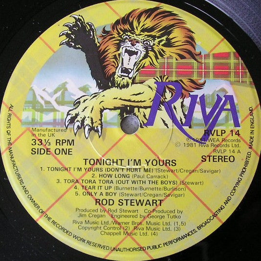 Rod Stewart ‎- Tonight I'm Yours -  Vinyl LP, Album, Repress, UK 1981 (USED NM)
