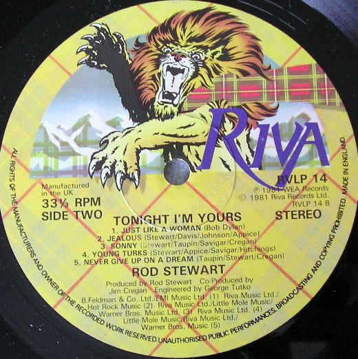 Rod Stewart ‎- Tonight I'm Yours -  Vinyl LP, Album, Repress, UK 1981 (USED NM)