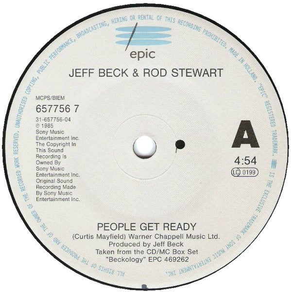 Jeff Beck & Rod Stewart ‎- People Get Ready - Vinyl 7", 45 RPM, Single, UK 1992 (USED VG+)