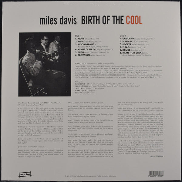 Miles Davis - Birth Of The Cool - Vinyl LP, Album, Compilation, Reissue, Remastered (NEW SEALED)