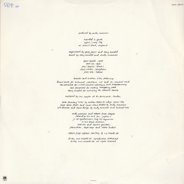 Andy Summers, Robert Fripp ‎– Bewitched - Vinyl LP, Album, Promo, UK (USED NM)