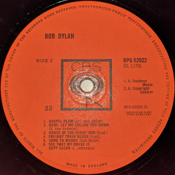Bob Dylan ‎– Bob Dylan -  Vinyl LP, Album, Mono, UK 1962 (USED VG)
