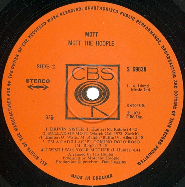Mott The Hoople ‎– Mott - Vinyl LP, Album, Stereo, Gatefold, UK 1973 (USED VG+)