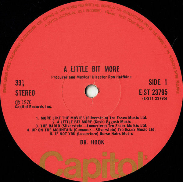 Dr. Hook – A Little Bit More - Vinyl LP, Album, Stereo, Orange Labels, UK 1976 (USED VG)