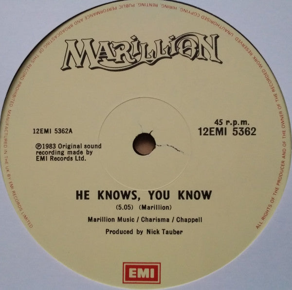 Marillion - He Knows You Know c/w Charting The Single - Vinyl 12" Single, Cream Label, UK 1983 (USED VG+)