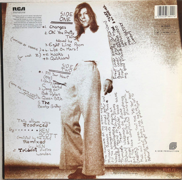 David Bowie – Hunky Dory - Vinyl, LP, Album, Reissue, Stereo, Europe 1983 (USED VG+)