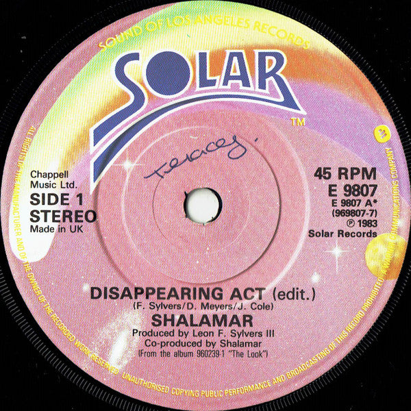 Shalamar ‎- Disappearing Act - Vinyl 7", 45 RPM, Single, Stereo, UK 1983 (USED VG+)