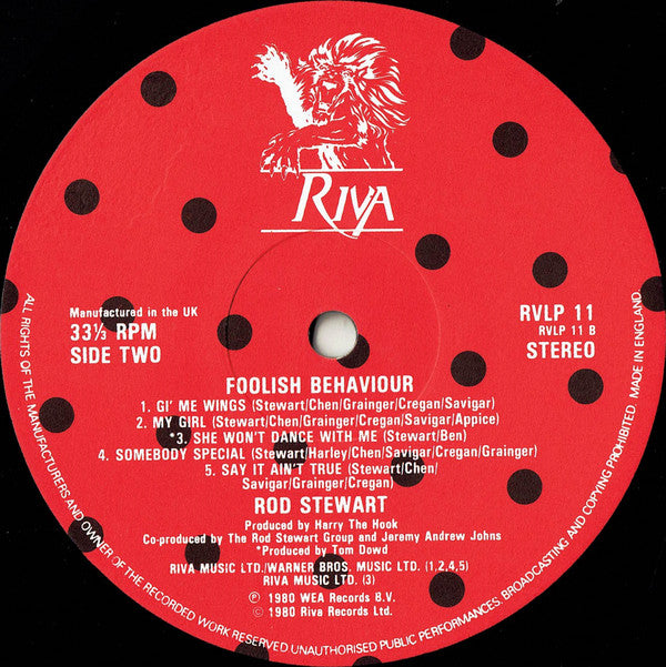 Rod Stewart ‎- Foolish Behaviour - Vinyl LP, Album, Stereo, UK 1980 (USED VG+)