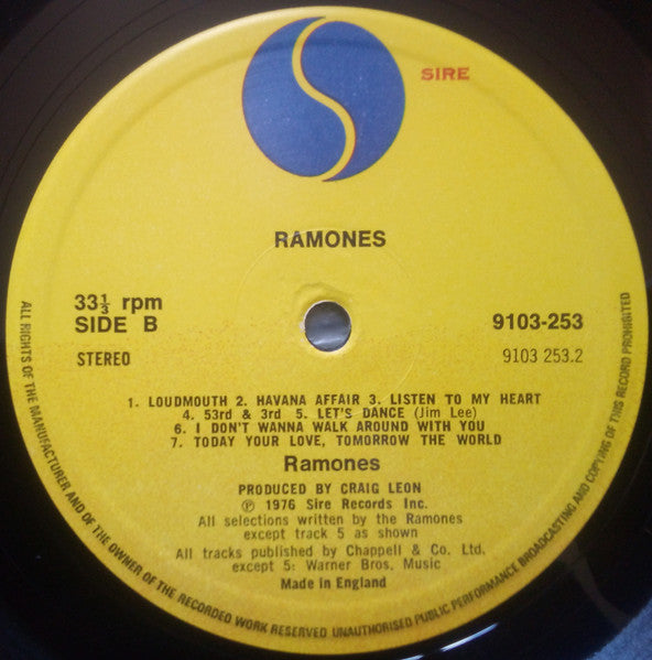Ramones – Ramones - Vinyl LP, Album, Stereo, UK 1976 (USED VG)