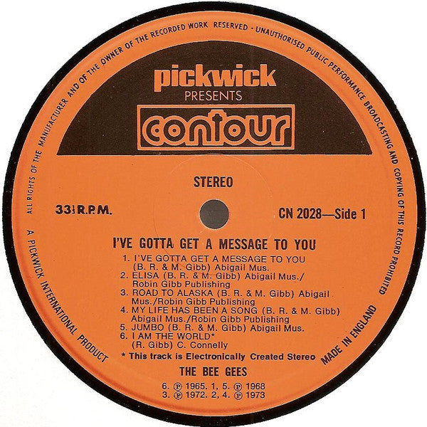 The Bee Gees - I've Gotta Get A Message To You - Vinyl LP, Album, Compilation, Reissue, Stereo, UK 1978 (USED G+)