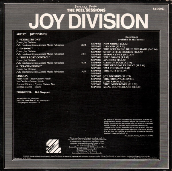 Joy Division – The Peel Sessions - Vinyl, 12", 45 RPM, EP, Textured Sleeve, UK 1986 (USED VG+)