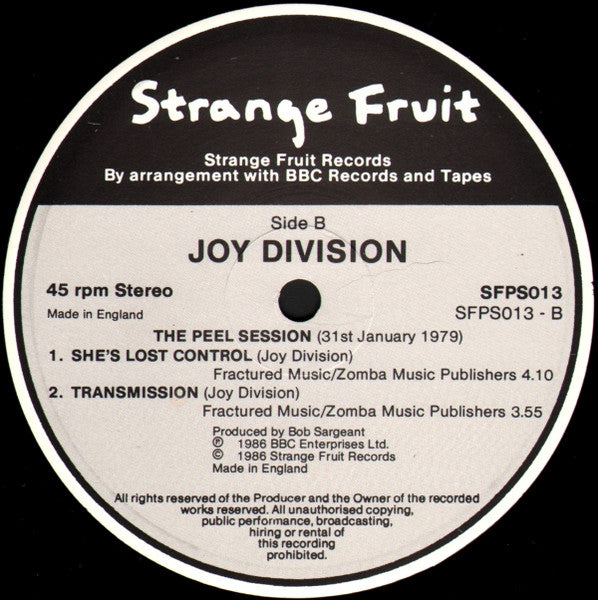 Joy Division – The Peel Sessions - Vinyl, 12", 45 RPM, EP, Textured Sleeve, UK 1986 (USED VG+)