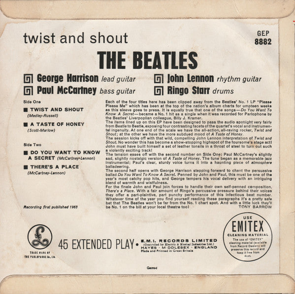 The Beatles ‎– Twist And Shout - Vinyl 7", 45 RPM, EP, Mono, UK 1963 (USED VG)