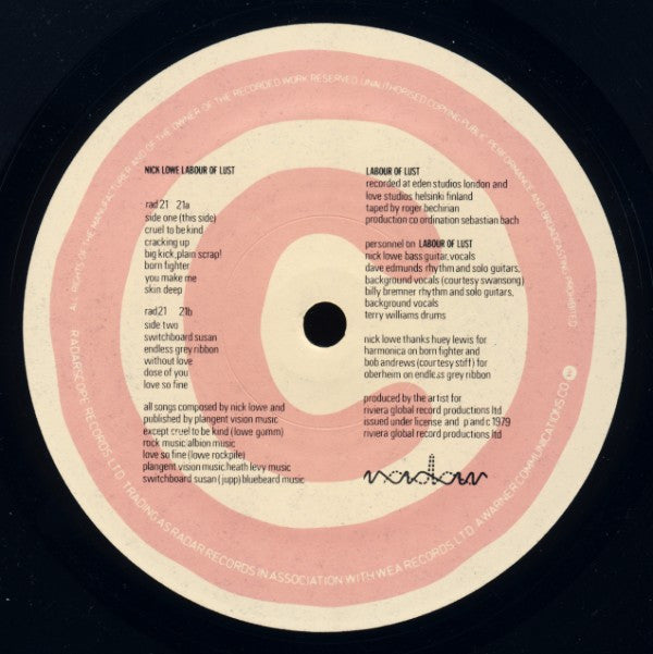 Nick Lowe ‎– Labour Of Lust - Vinyl LP, Album, UK 1979 (USED VG+)