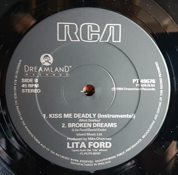 Lita Ford ‎– Kiss Me Deadly - Vinyl 12", 45 RPM, Single, UK 1988 (USED VG)