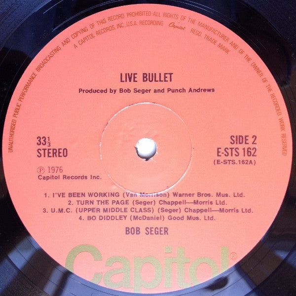 Bob Seger & The Silver Bullet Band – 'Live' Bullet -  2 x Vinyl LP, Album, UK 1976 (USED VG)