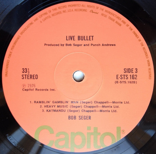 Bob Seger & The Silver Bullet Band – 'Live' Bullet -  2 x Vinyl LP, Album, UK 1976 (USED VG)