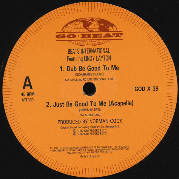 Beats International ‎– Dub Be Good To Me - Vinyl 12", 45 RPM, Single, UK 1990 (USED NM)