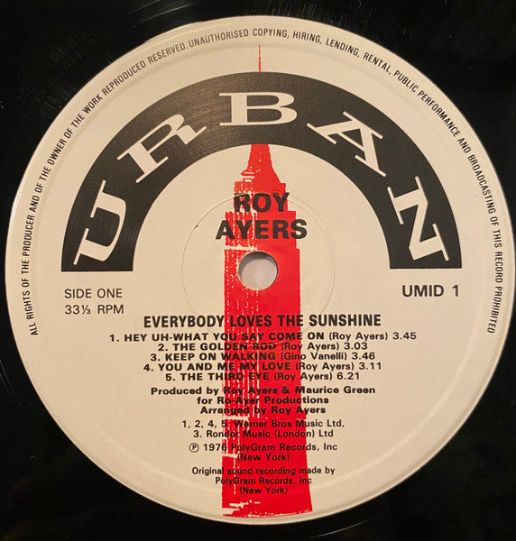 Roy Ayers Ubiquity – Everybody Loves The Sunshine - Vinyl LP, Album, Reissue, UK 1987 (USED G+)