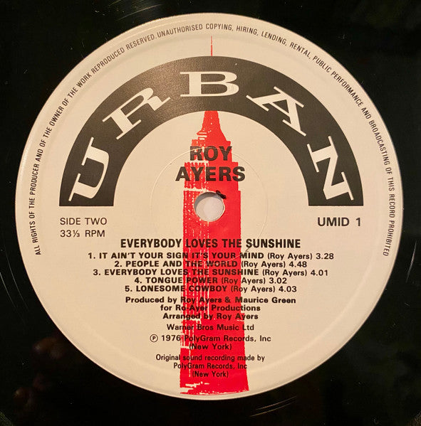 Roy Ayers Ubiquity – Everybody Loves The Sunshine - Vinyl LP, Album, Reissue, UK 1987 (USED G+)
