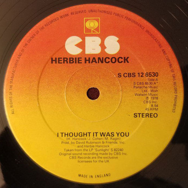 Herbie Hancock – I Thought It Was You / No Means Yes - Vinyl 12", 45 RPM, Single, Limited Edition, UK 1978 (USED VG)