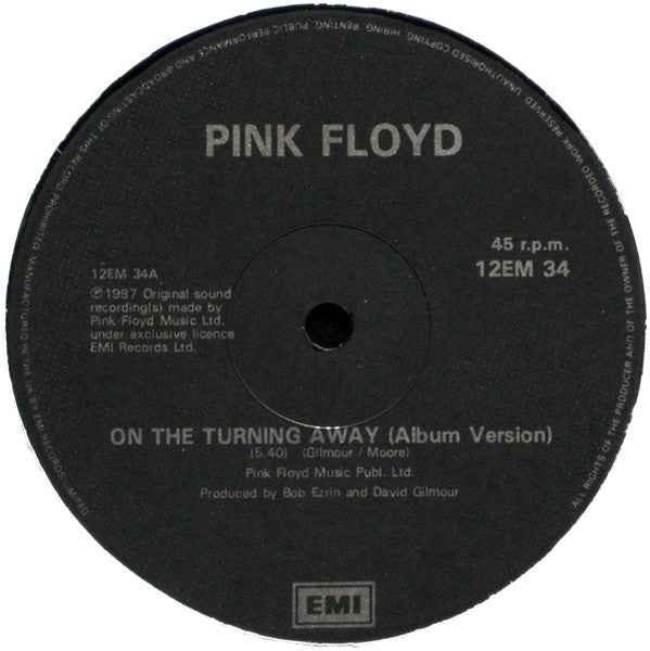 Pink Floyd – On The Turning Away - Vinyl 12", Limited Edition, 45 RPM, Poster Bag, UK 1987 (USED VG+)