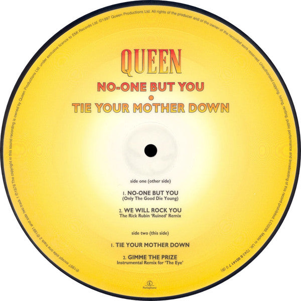 Queen ‎– No-One But You / Tie Your Mother Down - Vinyl 7", 33 ⅓ RPM, Single, Picture Disc, UK 1998 (USED NM)