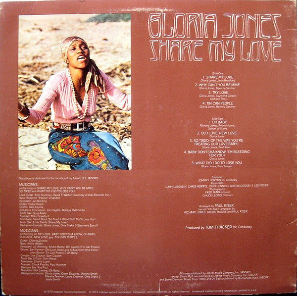Gloria Jones – Share My Love - Vinyl LP, Album, Hollywood Pressing, US 1973 (USED VG)