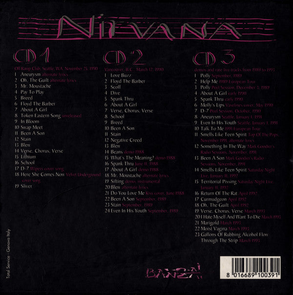 Nirvana ‎– A Season In Hell Part One - 3 × CD Boxset, Unofficial Release, Italy 1994 (USED NM)
