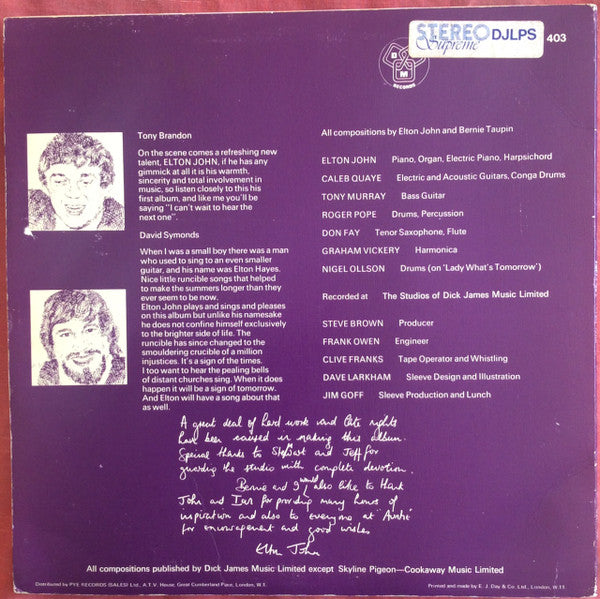 Elton John ‎– Empty Sky - Vinyl LP, Album, Stereo, UK 1969 (USED VG+)