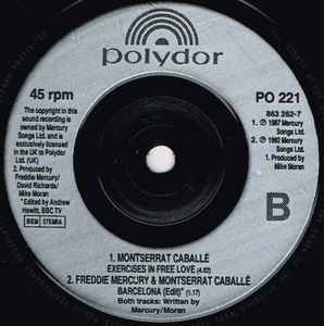 Freddie Mercury & Montserrat Caballé ‎– Barcelona - Vinyl 7", 45 RPM, Single, Reissue, UK 1992 (USED NM)