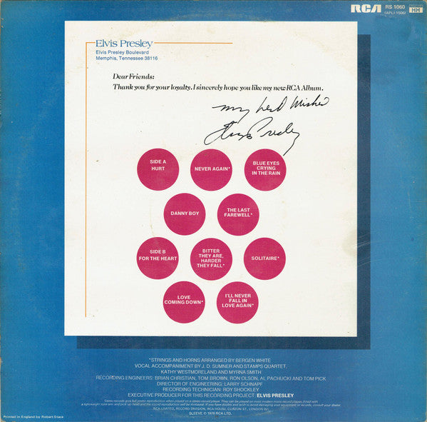 Elvis Presley ‎– From Elvis Presley Boulevard, Memphis, Tennessee - Vinyl LP, Album, UK 1976 (USED VG)
