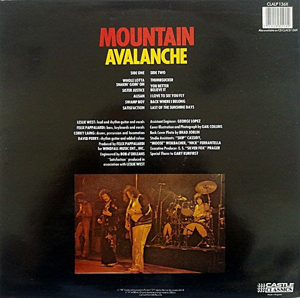 Mountain – Avalanche - Vinyl LP, Album, Reissue, Stereo, UK 1987 (USED NM)