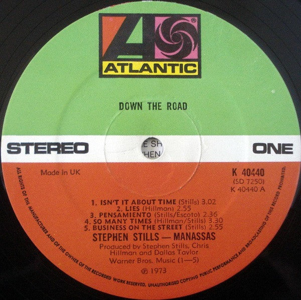Stephen Stills, Manassas ‎- Down The Road - Vinyl LP, Album, Stereo, UK 1973 (USED VG+)