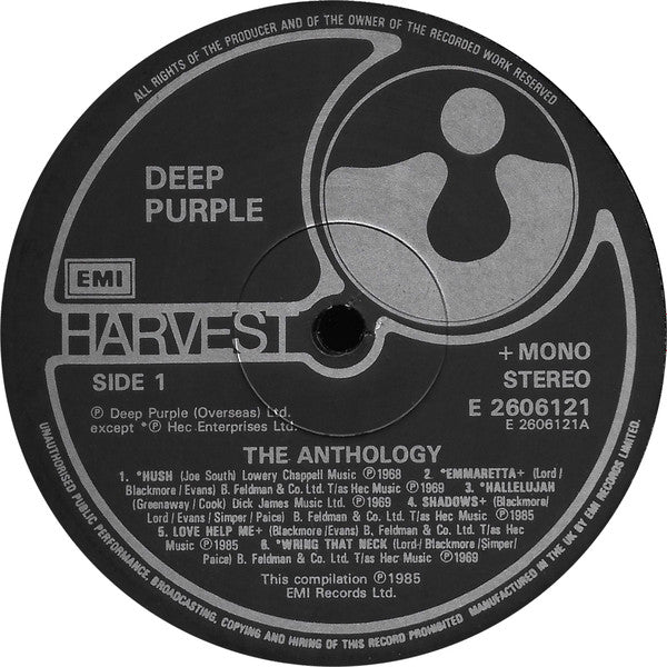 Deep Purple - The Anthology - 2x Vinyl LP, Compilation, Remastered, Stereo, Mono, 1985 (USED VG+)