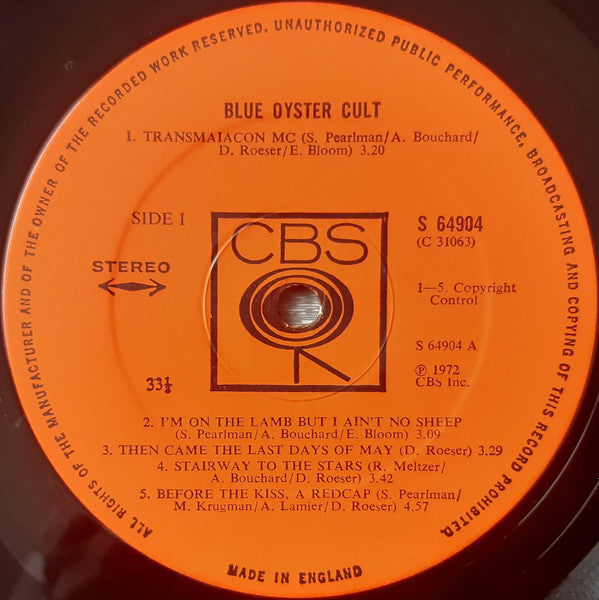 Blue Öyster Cult - Blue Öyster Cult - Vinyl LP, Album, Stereo, 1972 (USED VG+)