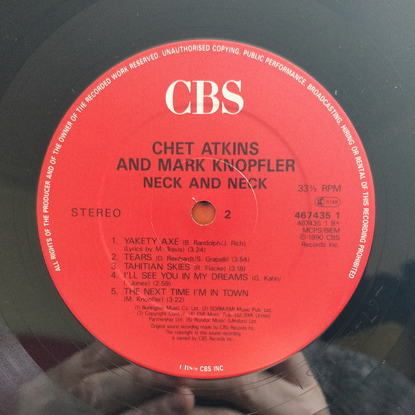 Chet Atkins And Mark Knopfler ‎– Neck And Neck - Vinyl LP, Album, UK 1990 (USED VG+)