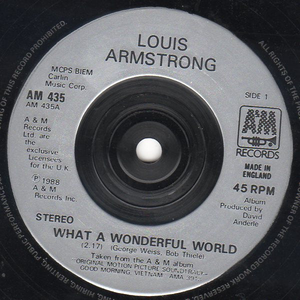 Louis Armstrong ‎– What A Wonderful World - Vinyl 7", UK 1988 (USED NM)