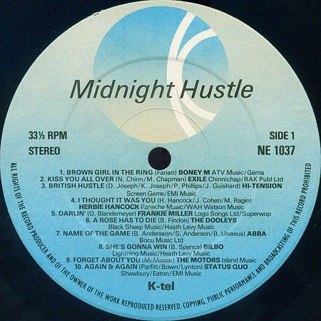 Various ‎– Midnight Hustle - Vinyl LP, Compilation, Stereo, UK 1978 (USED VG)