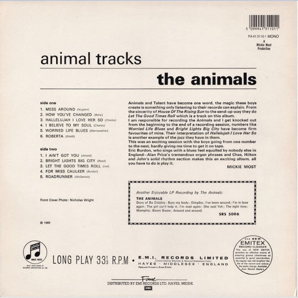 The Animals – Animal Tracks - Vinyl, LP, Album, Reissue, Mono, UK 1984 (USED VG+)