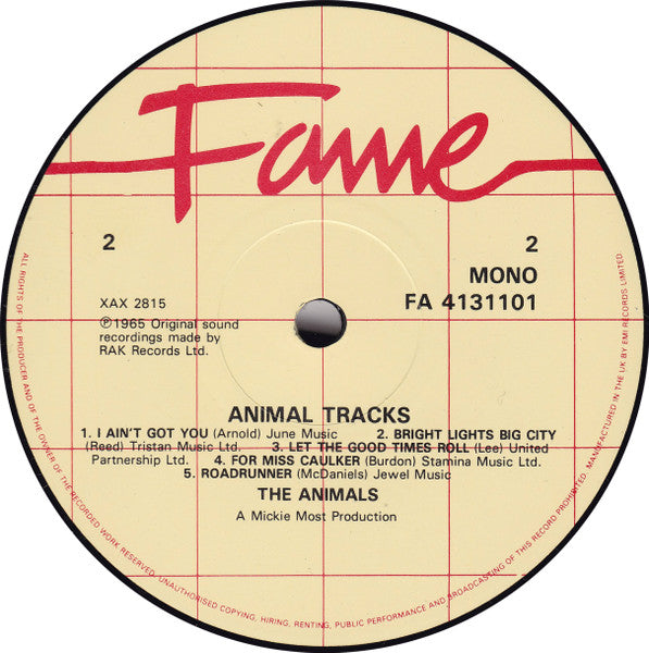 The Animals – Animal Tracks - Vinyl, LP, Album, Reissue, Mono, UK 1984 (USED VG+)