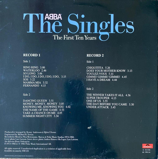 ABBA ‎– The Singles (The First Ten Years) - 2 × Vinyl, LP, Compilation, Netherlands 1982 (USED VG+)