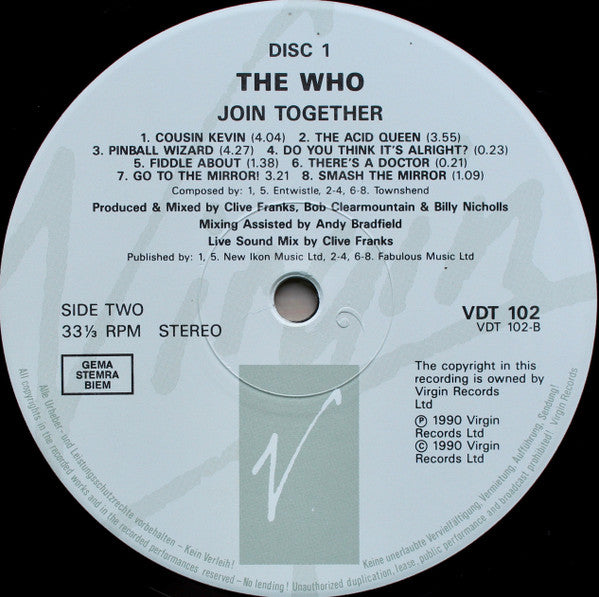 The Who ‎– Join Together - 3 × Vinyl LP, Album, Stereo Box Set, Europe 1990 (USED VG+)