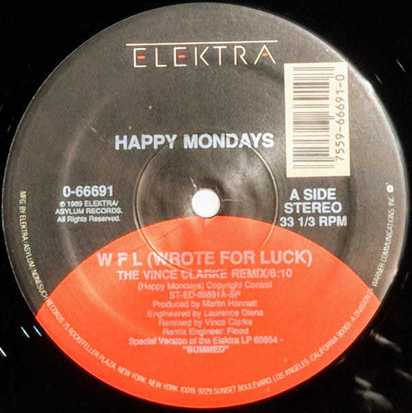 Happy Mondays – W F L (Wrote For Luck) (The Vince Clarke Remix) - Vinyl 12", 33 ⅓ RPM, Stereo, US 1989 (USED VG+)
