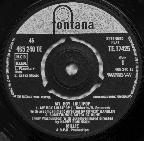 Millie ‎– My Boy Lollipop - Vinyl 7", 45 RPM, EP, Different label lay-out, UK 1964 (USED VG+)
