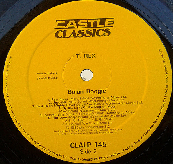 T. Rex ‎- Bolan Boogie - Vinyl LP, Compilation, Reissue, UK 1988 (USED VG+)