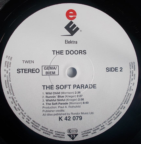 The Doors – The Soft Parade - Vinyl LP, Album, Reissue, Stereo, White Labels, Europe (USED NM)