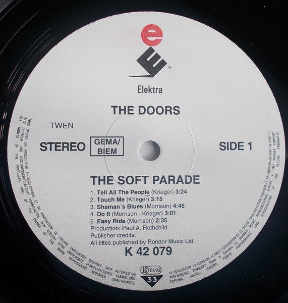 The Doors – The Soft Parade - Vinyl LP, Album, Reissue, Stereo, White Labels, Europe (USED NM)