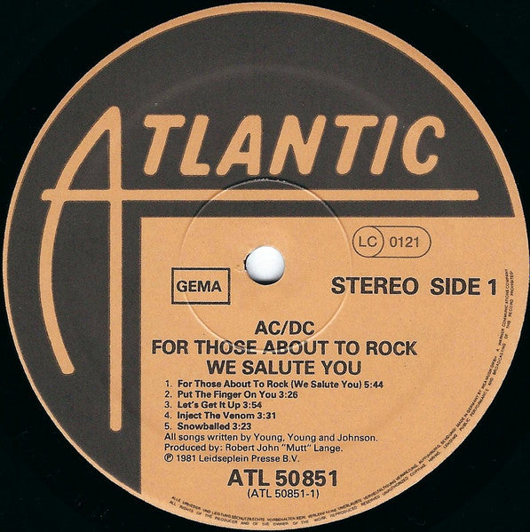 AC/DC - For Those About To Rock We Salute You - Vinyl LP, Album, Stereo, Embossed, 1981 (USED VG+)